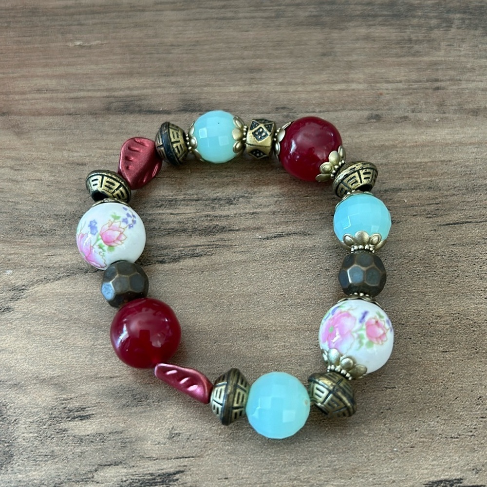 🔥🔥Adorable Multicolor Faux Beaded Charm Stretchy Bracelet